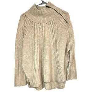 Free People Zip Split Pullover Poncho Alpaca Blend Cream Ivory Sweater Size XS/S